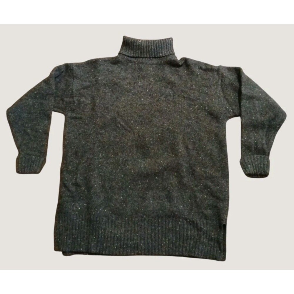 Express Tricot 100% Wool Turtleneck Sweater Brown Flecked Size L